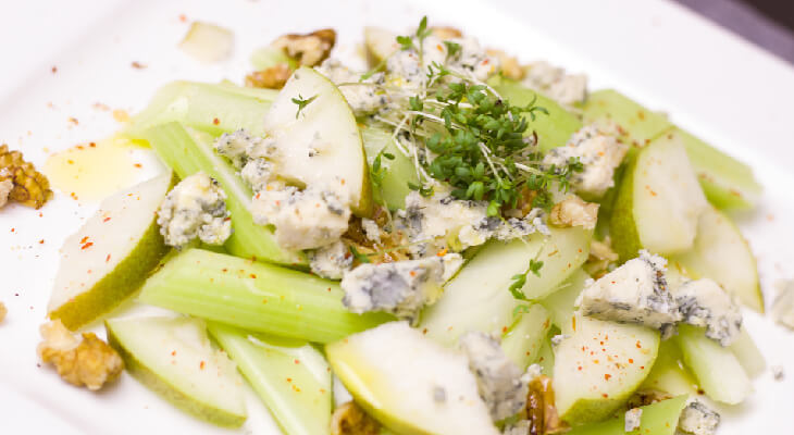 salad with celery pears cheese nuts